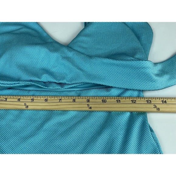 Aerie Shine Pique Wrap One Piece Swimsuit Teal Blue Sz L Long - Picture 8 of 10